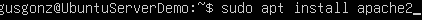 Terminal showing Apache installation command